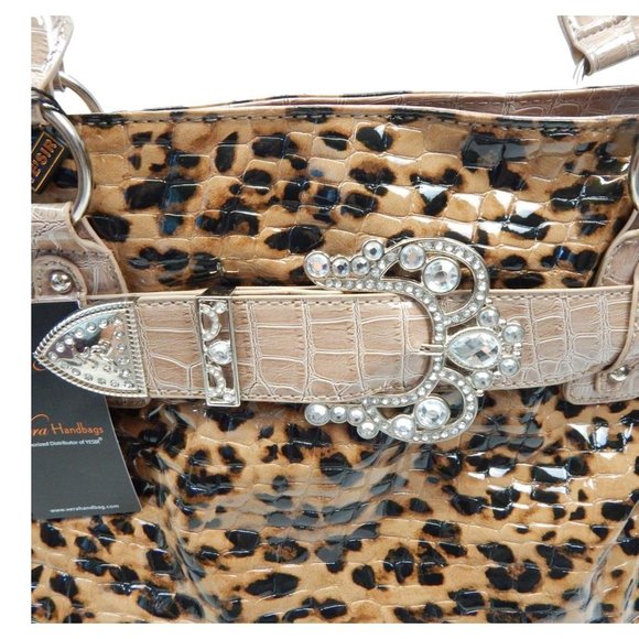 Yesir Bags Leopard Print Western Handbag Womens NW - Picture 6 of 10